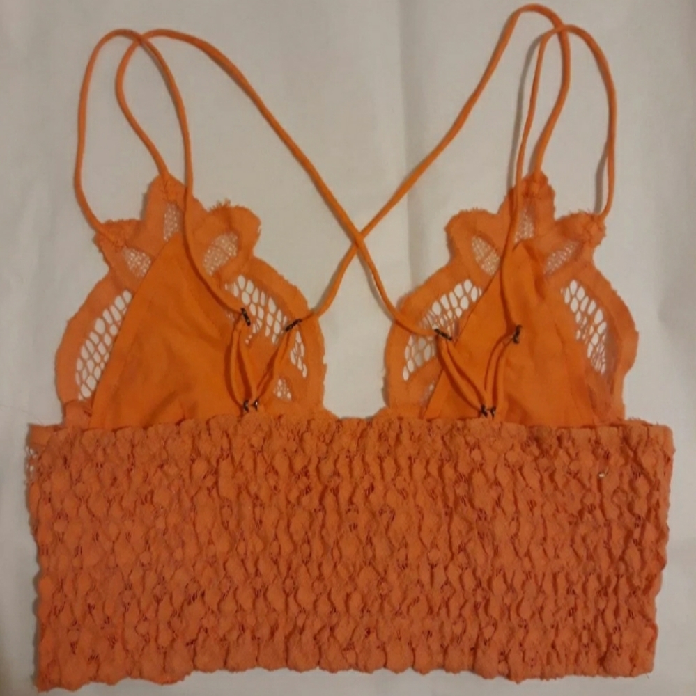 Free People Adella Lace Bralet Neon Peach - Picture 11 of 13